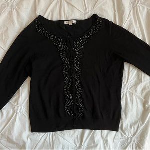 Beaded Black Knit Cardigan